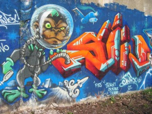 Dequindre Cut grafitti I believe we lost the monkey to the Lafayette Ramp access